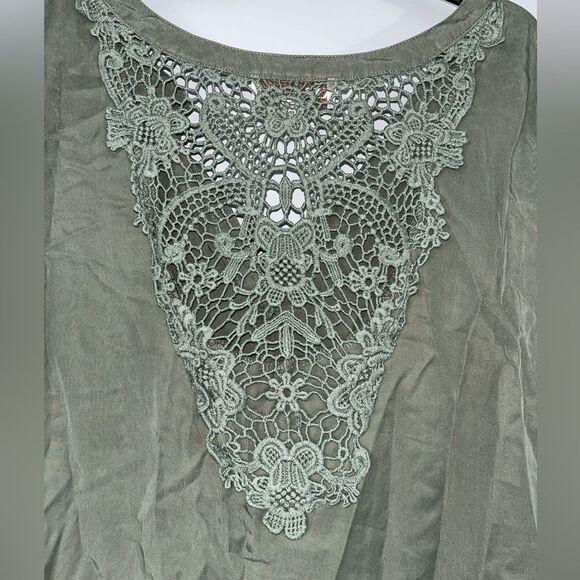 Knox Rose Crochet Knit Detail Boho Sleeveless Tank Top Sage Size XXL - Picture 4 of 6